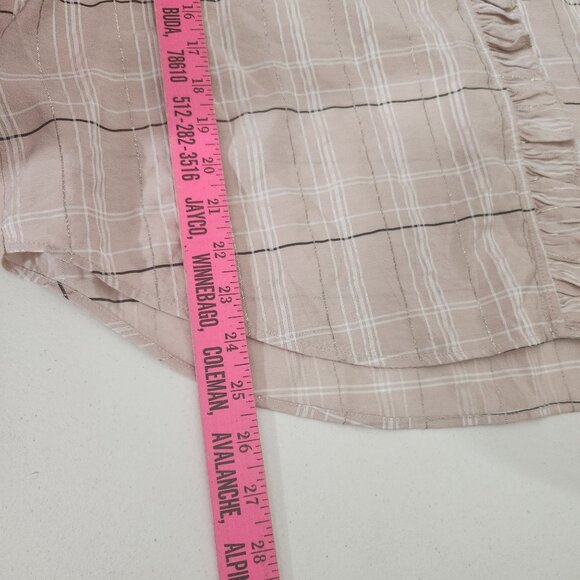 Ann Taylor Blouse XL Sleeveless Pink Plaid Ruffle Trim - Picture 5 of 10